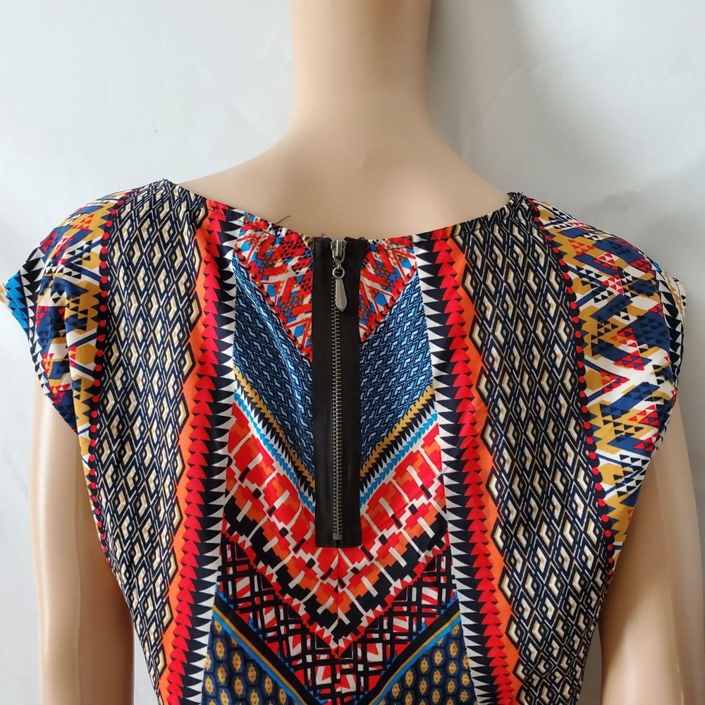 BeBop Women's Multicolor Printed Side Slit Long Shirt Dress Tunic Size Medium - Picture 3 of 15